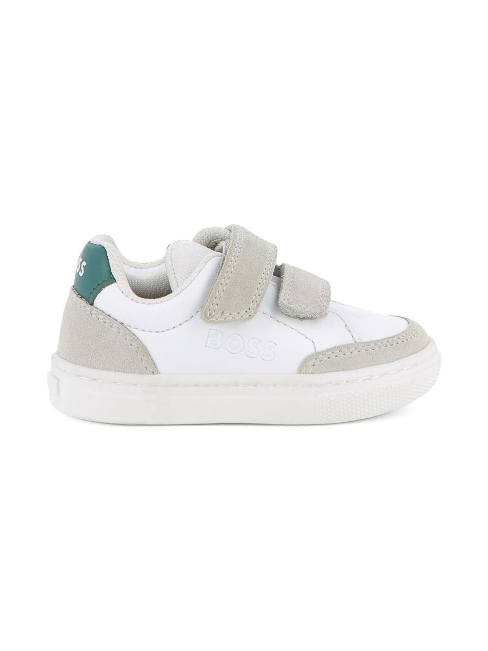 Sneakers per bambino Boss Kids bianche con chiusura a strappo - Rubino Kids