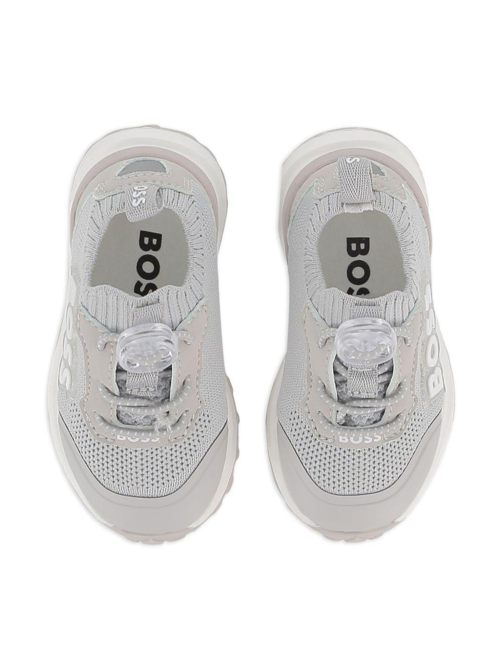 Sneakers per bambino Boss Kids grigie con dettaglio logo - Rubino Kids