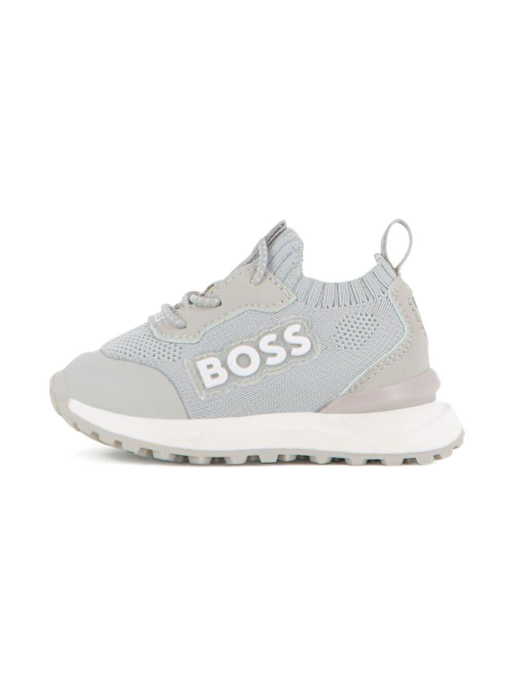 Sneakers per bambino Boss Kids grigie con dettaglio logo - Rubino Kids