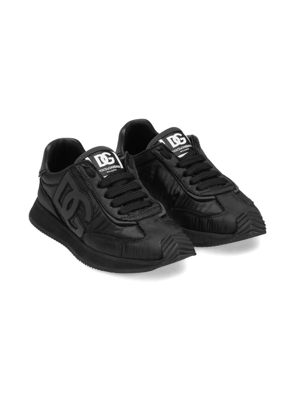 Sneakers per bambino Dolce & Gabbana Kids nere con applicazione logo - Rubino Kids