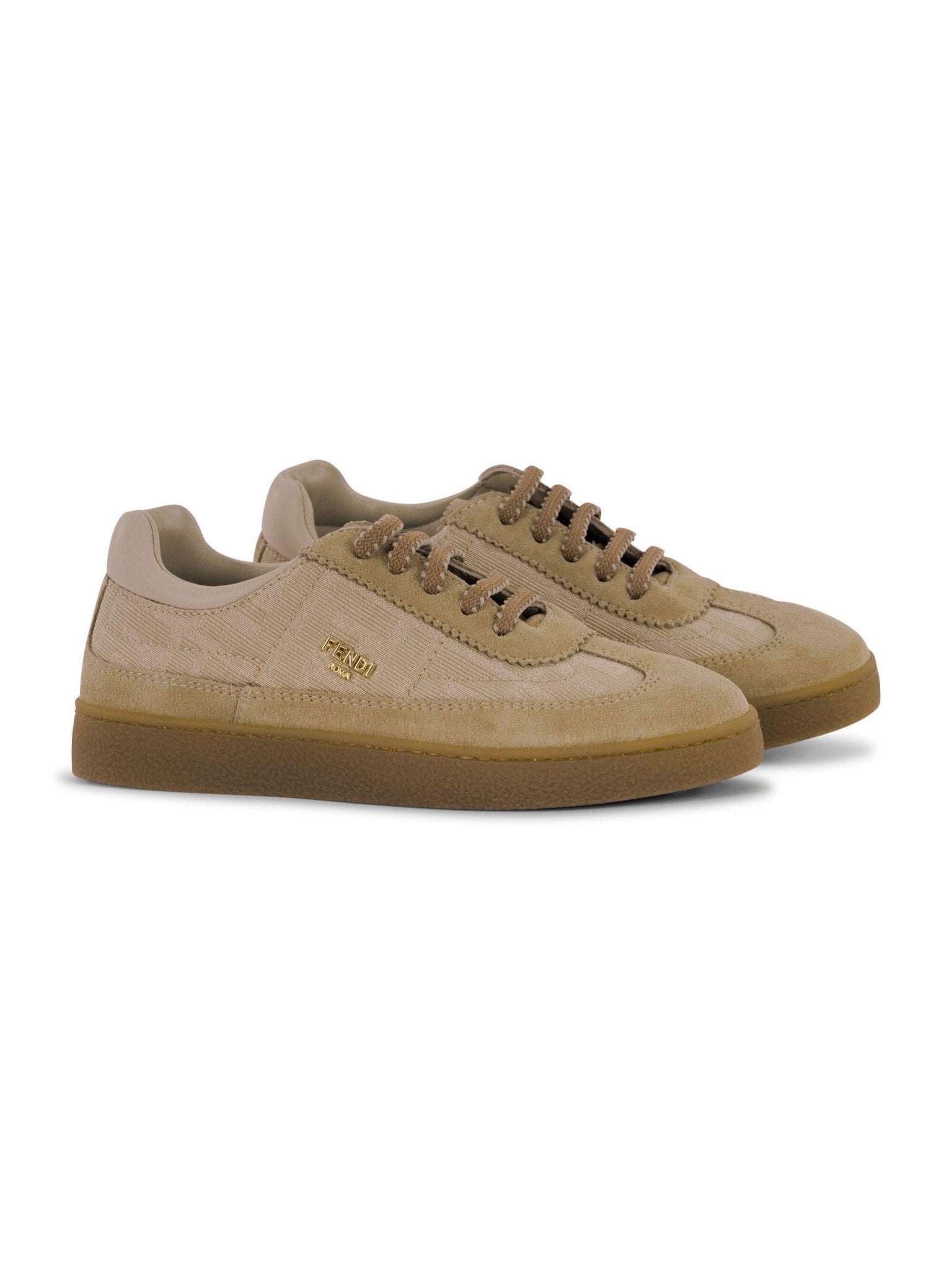 Sneakers per bambino Fendi Kids beige con inserti in pelle scamosciata - Rubino Kids
