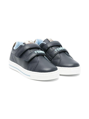 Fendi Kids blue sneakers for children with double velcro closure