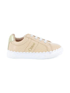 Sneakers per neonata Chloé Kids beige con bordo a smerlo - Rubino Kids