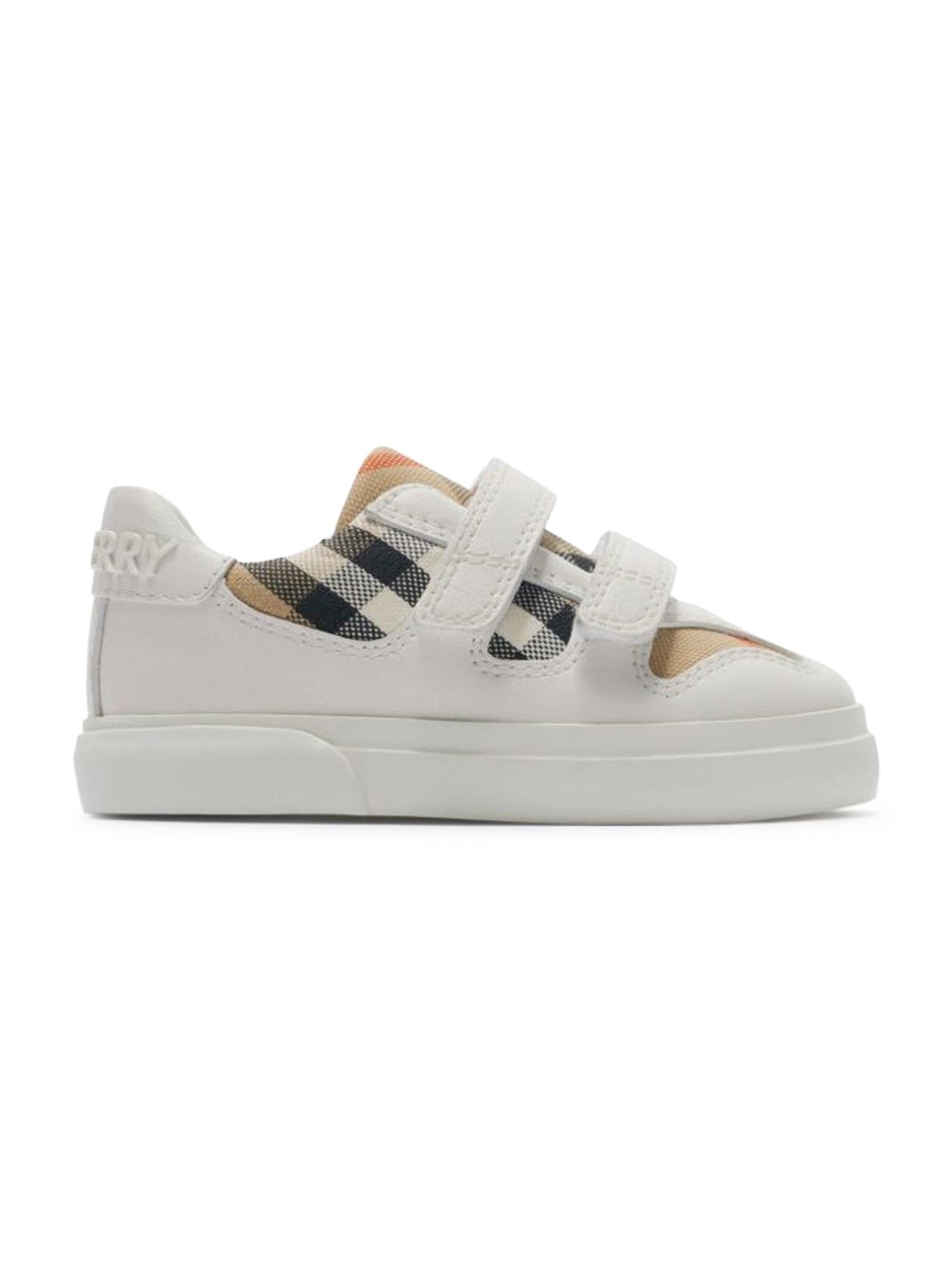 Sneakers per neonati Burberry Kids bianco con chiusura a strappo - Rubino Kids