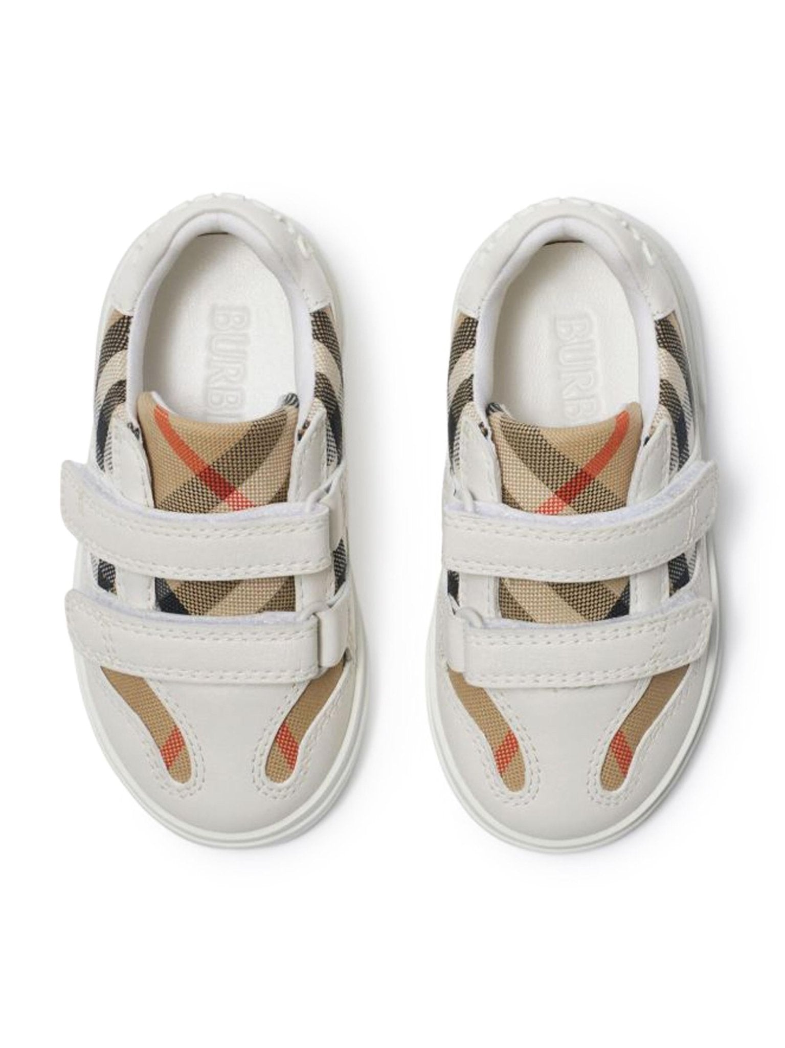 Sneakers per neonati Burberry Kids bianco con chiusura a strappo - Rubino Kids