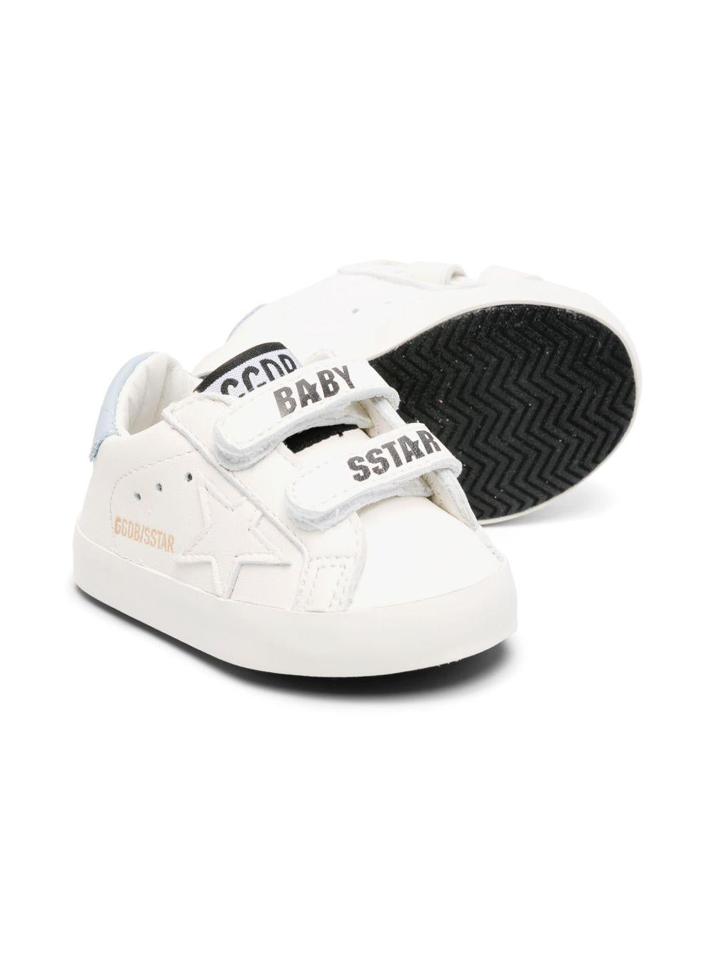 Sneakers per neonati Golden Goose Kids bianche con dettaglio tallone azzurro - Rubino Kids