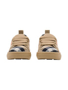 Sneakers per neonato Burberry Kids beige con fantasia tartan e caviglia imbottita - Rubino Kids