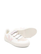 Sneakers V - 10 per bambina Veja Kids bianche con inserti rosa - Rubino Kids