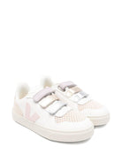 Sneakers V - 10 per bambina Veja Kids bianche con inserti rosa - Rubino Kids