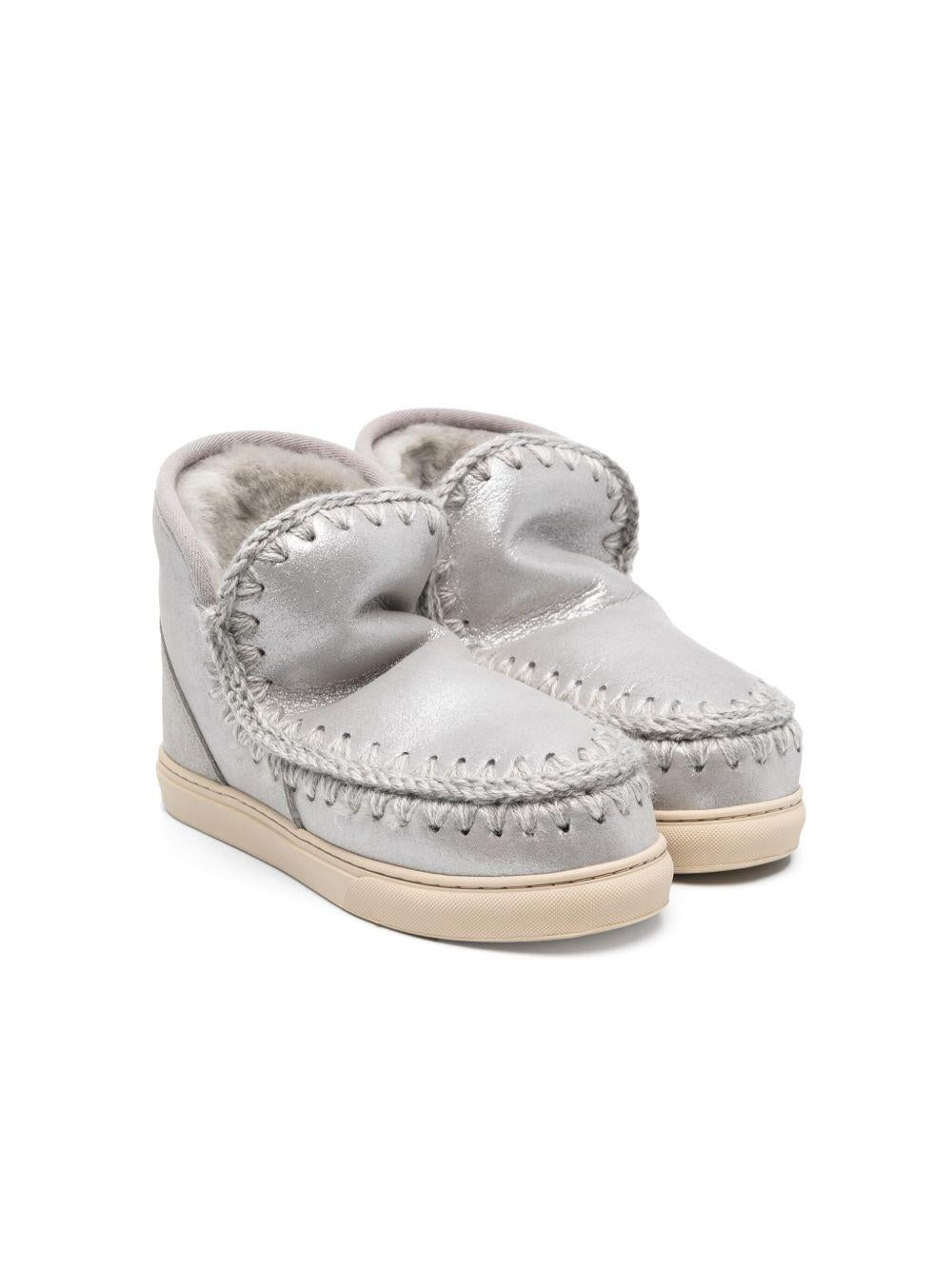Stivaletti Eskimo per bambina Mou Kids argentate con fodera in shearling - Rubino Kids
