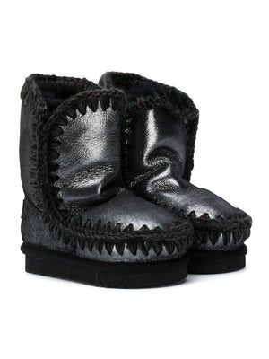 Mou Kids black Eskimo ankle boots for girls with a slip-on design