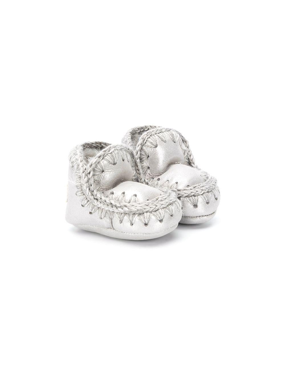 Stivaletti Eskimo per neonati Mou Kids argento con punta tonda - Rubino Kids