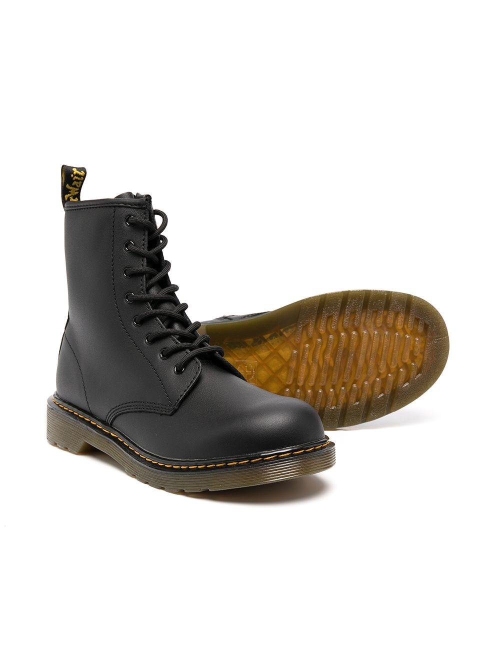 Stivaletti Fiori per bambini Dr. Martens Kids neri con cuciture a contrasto - Rubino Kids