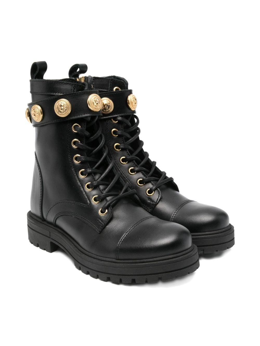 Stivaletti per bambina Balmain Kids neri con dettagli medusa - Rubino Kids