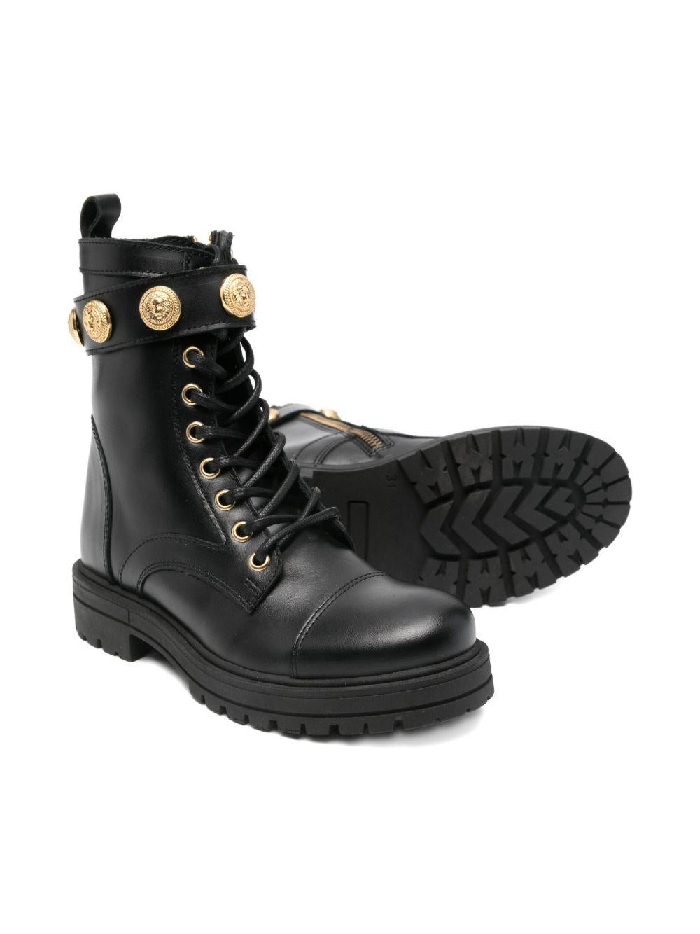 Stivaletti per bambina Balmain Kids neri con dettagli medusa - Rubino Kids