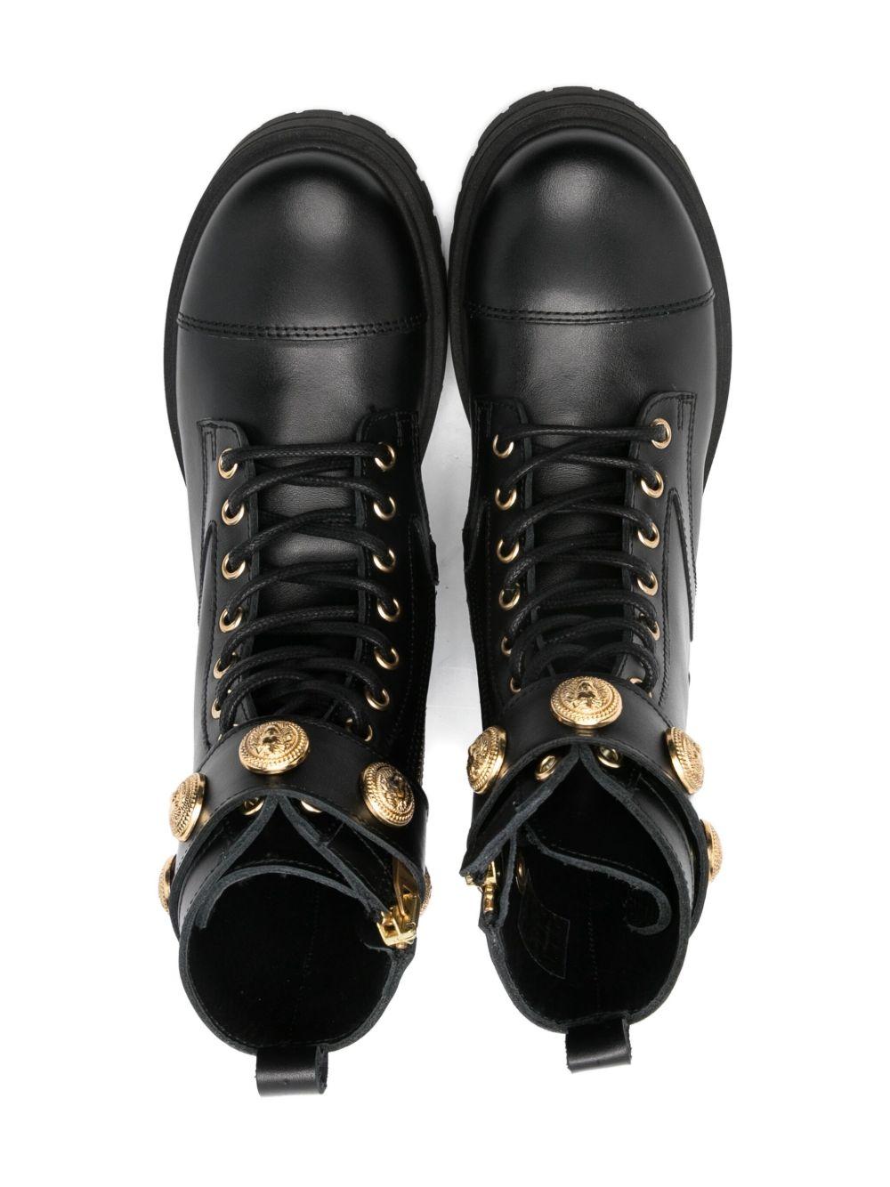 Stivaletti per bambina Balmain Kids neri con dettagli medusa - Rubino Kids