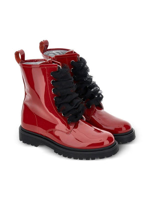 Monnalisa girls' red ankle boots with a shiny finish