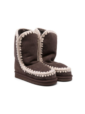 Stivali con cuciture a contrasto per bambina Mou Kids marrone con punta tonda