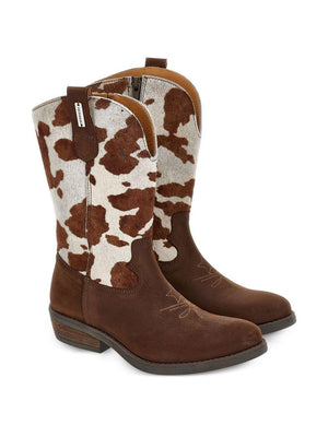 Monnalisa brown suede cowboy boots for girls