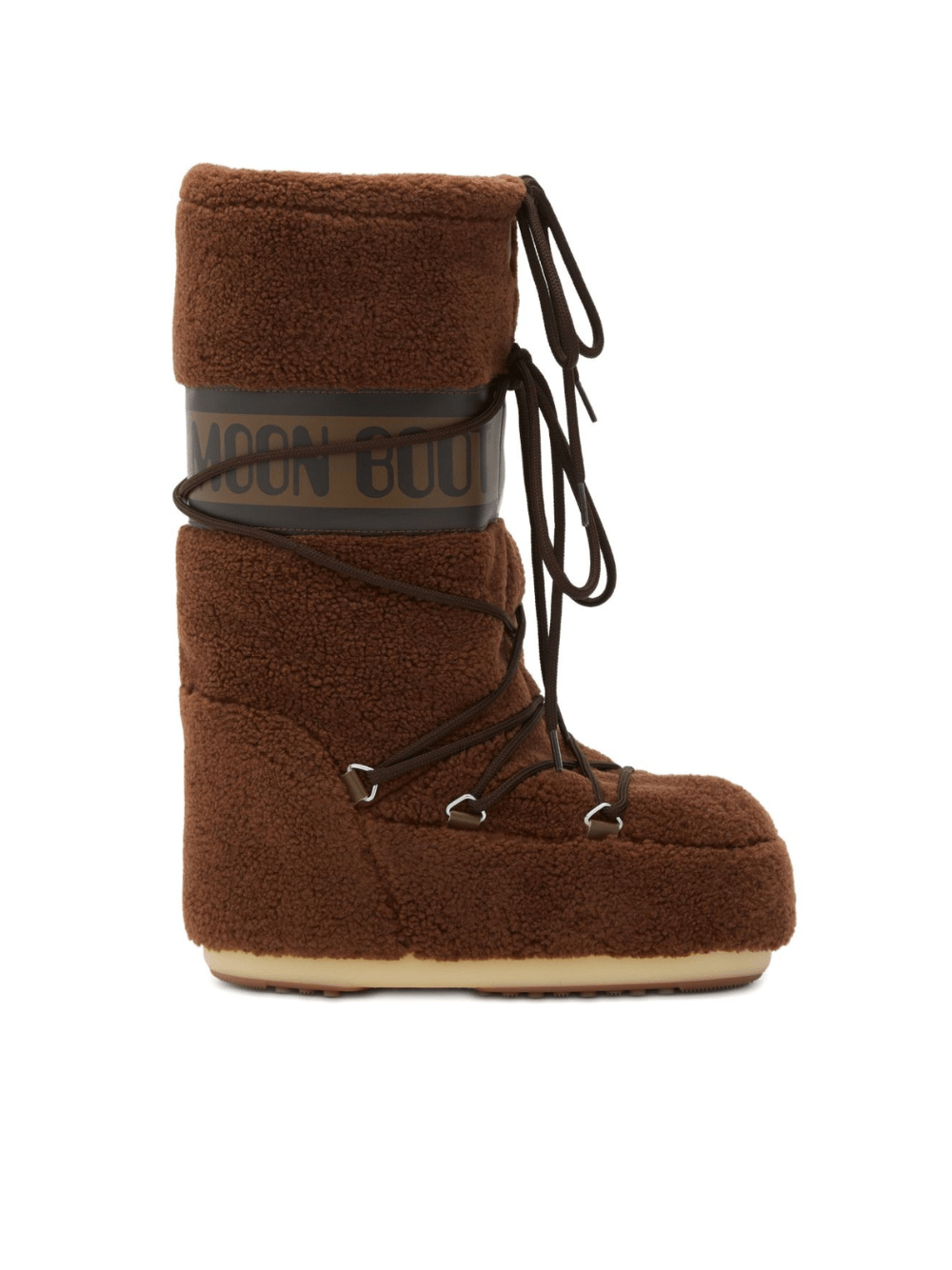 Stivali da neve Icon per bambini Moon Boot Kids marroni con fascia con logo - Rubino Kids
