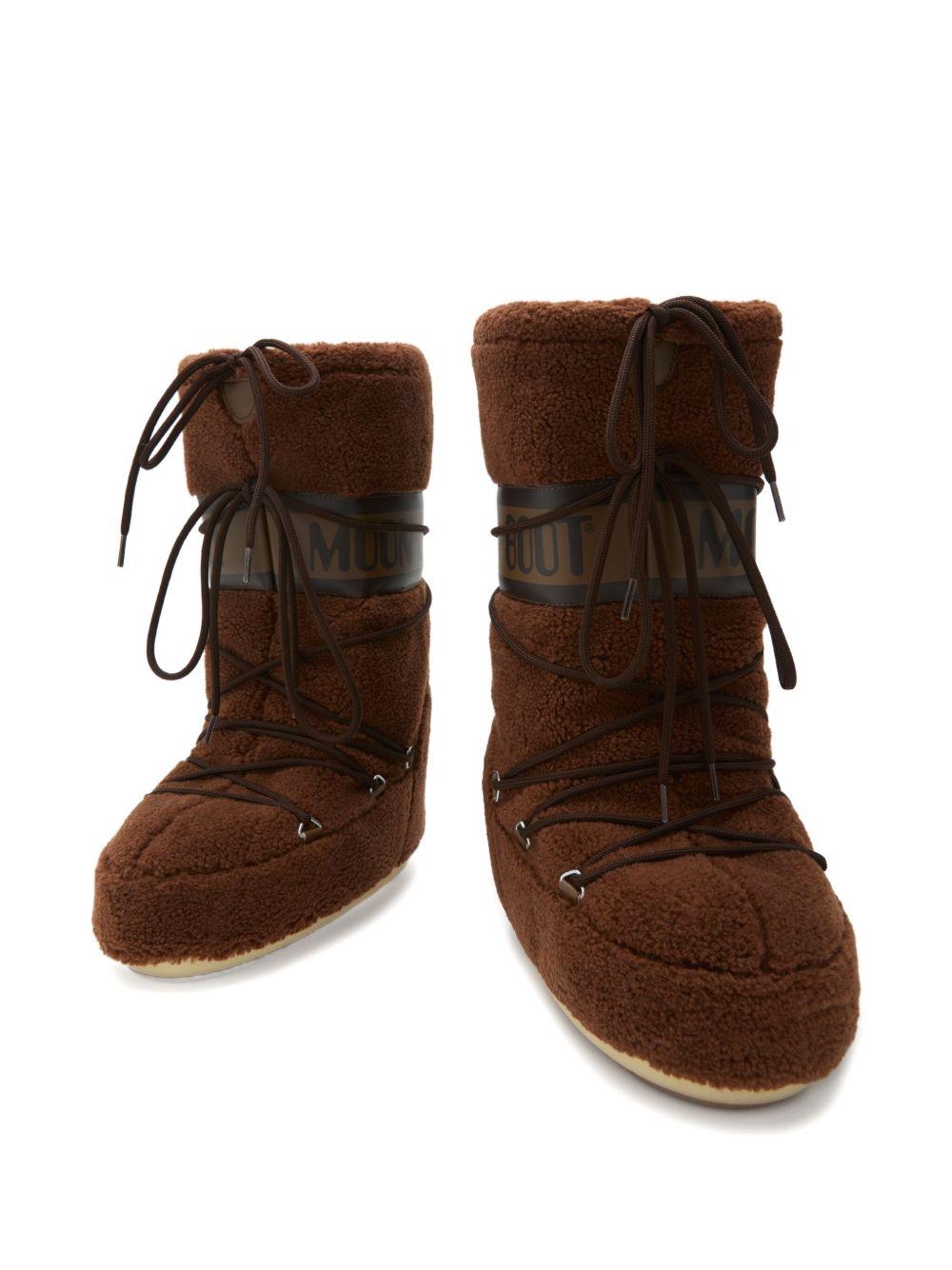 Stivali da neve Icon per bambini Moon Boot Kids marroni con fascia con logo - Rubino Kids