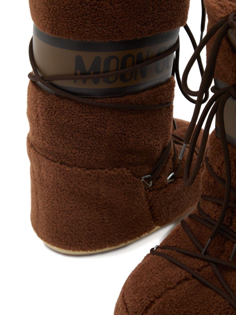Stivali da neve Icon per bambini Moon Boot Kids marroni con fascia con logo - Rubino Kids