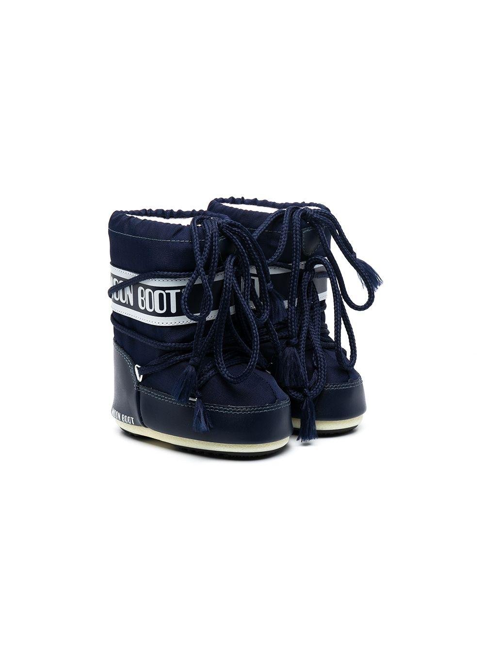 Stivali da neve per bambino Moon Boot Kids blu con stampa logo laterale - Rubino Kids