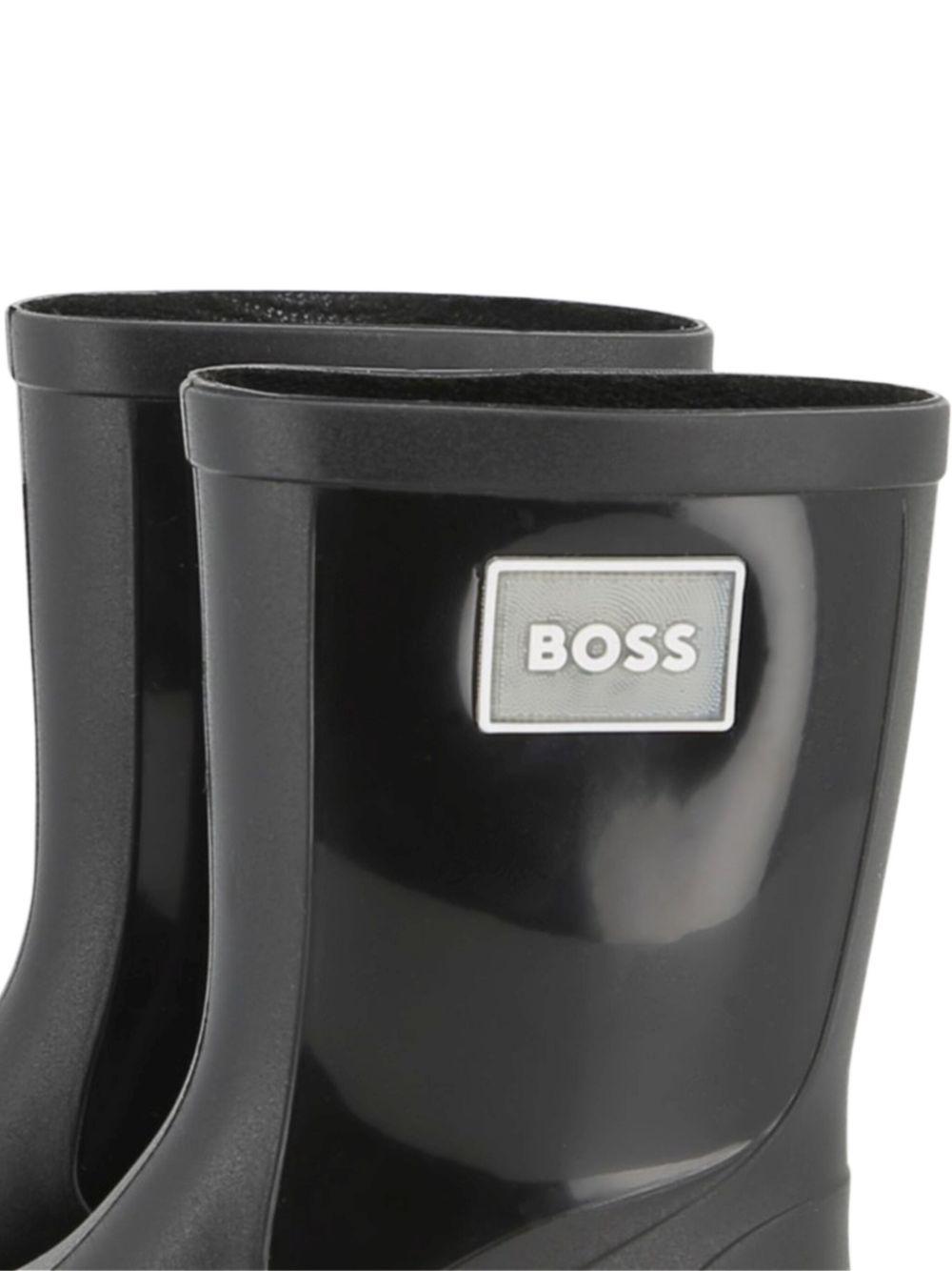 Stivali da pioggia Boss Kids neri con applicazione - Rubino Kids