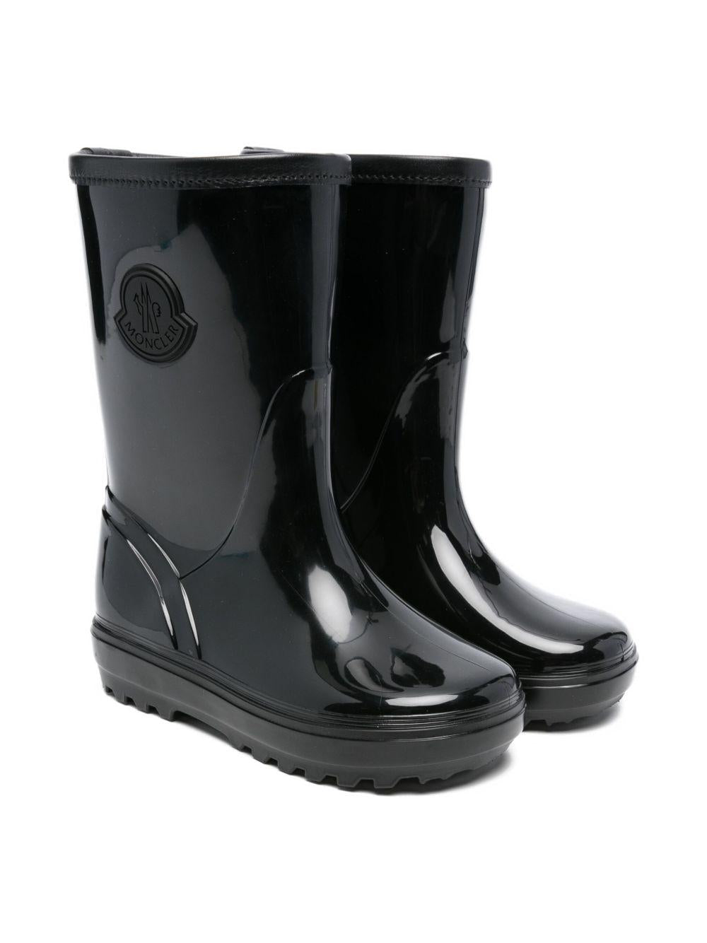 Stivali da pioggia per bambina Moncler Enfant nero con applicazione - Rubino Kids