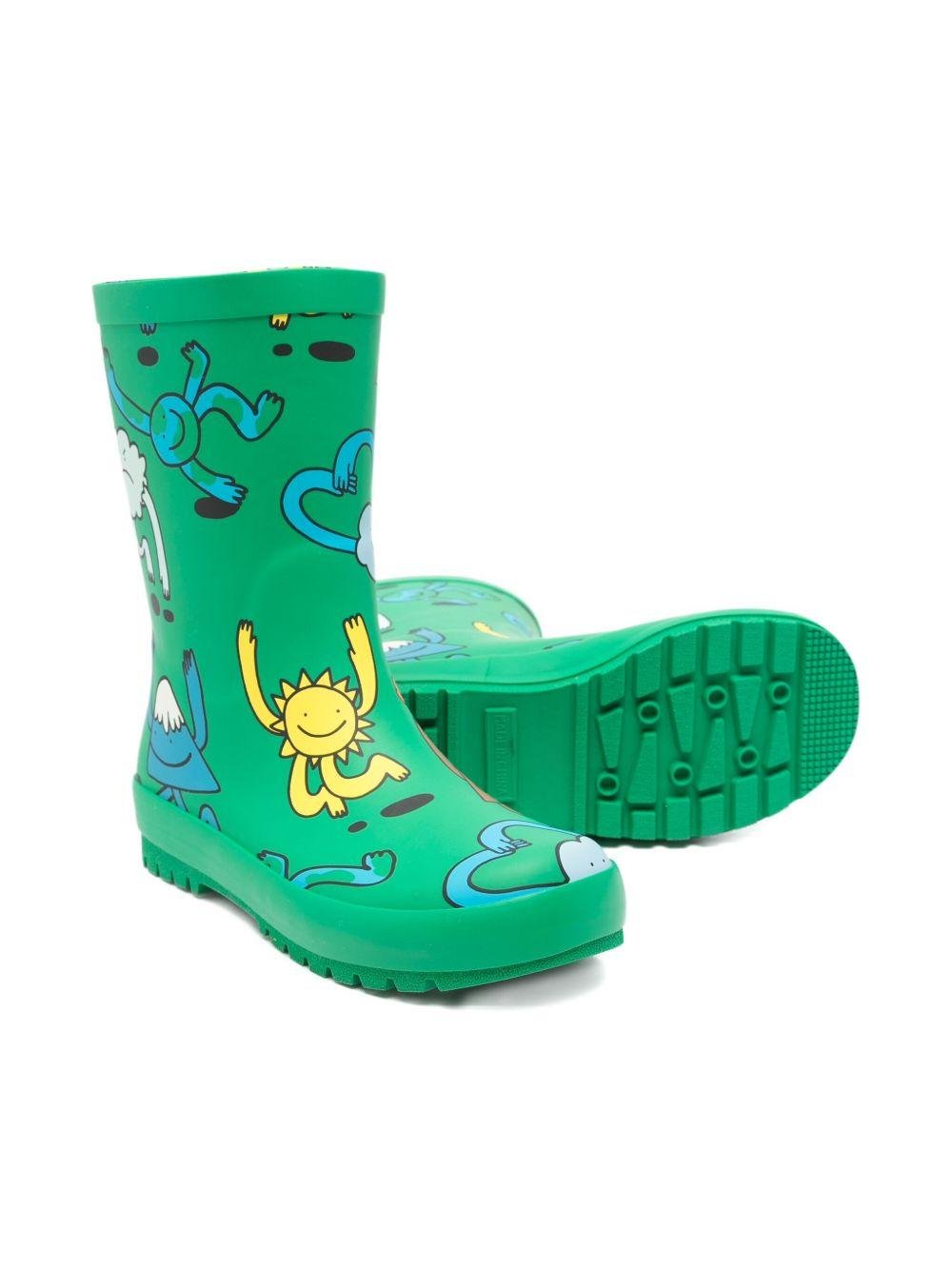 Stivali da pioggia per bambini Stella McCartney Kids verde con stampa grafica - Rubino Kids