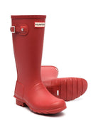 Stivali di gomma per bambini Hunter Kids rosso con dettaglio fibbia - Rubino Kids