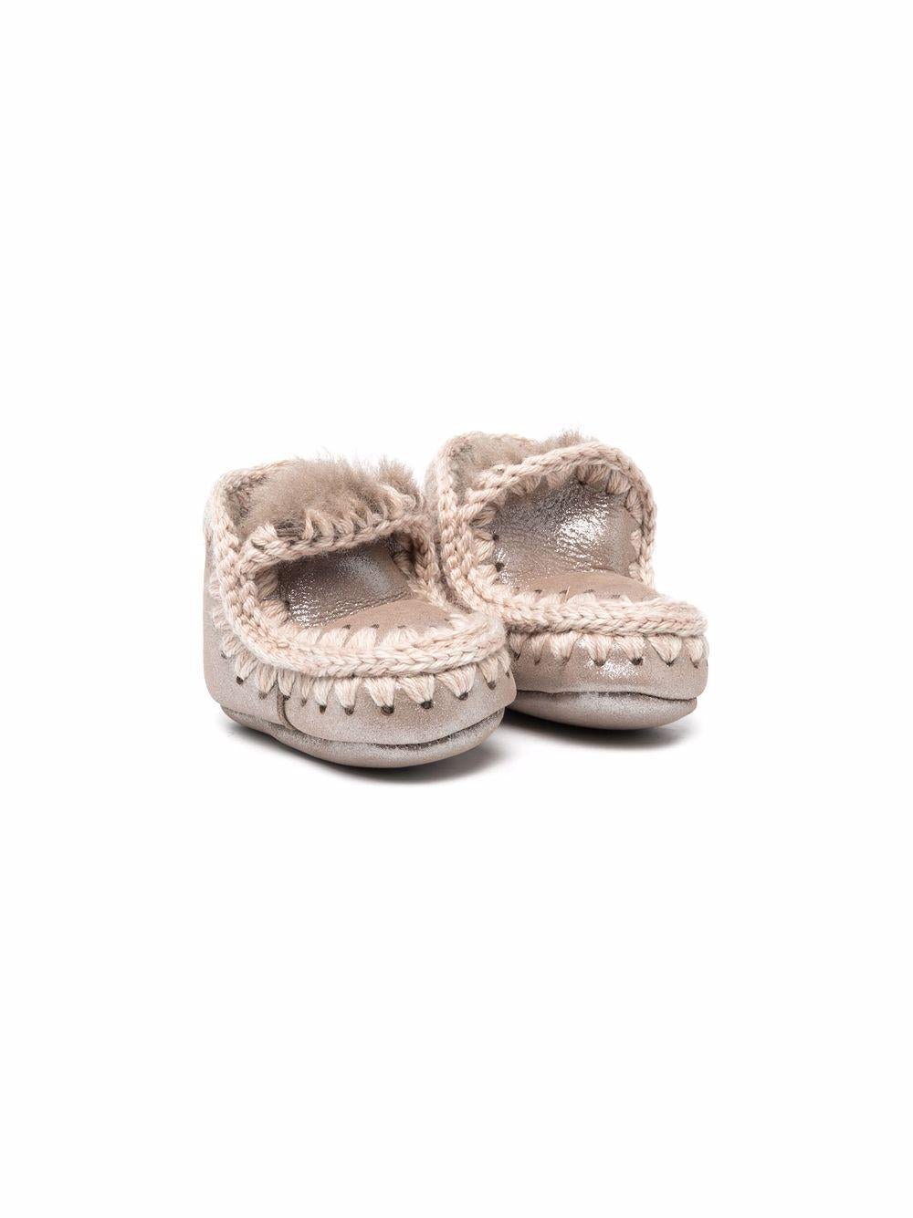 Stivali Eskimo per neonati Mou Kids beige con effetto metallizzato - Rubino Kids