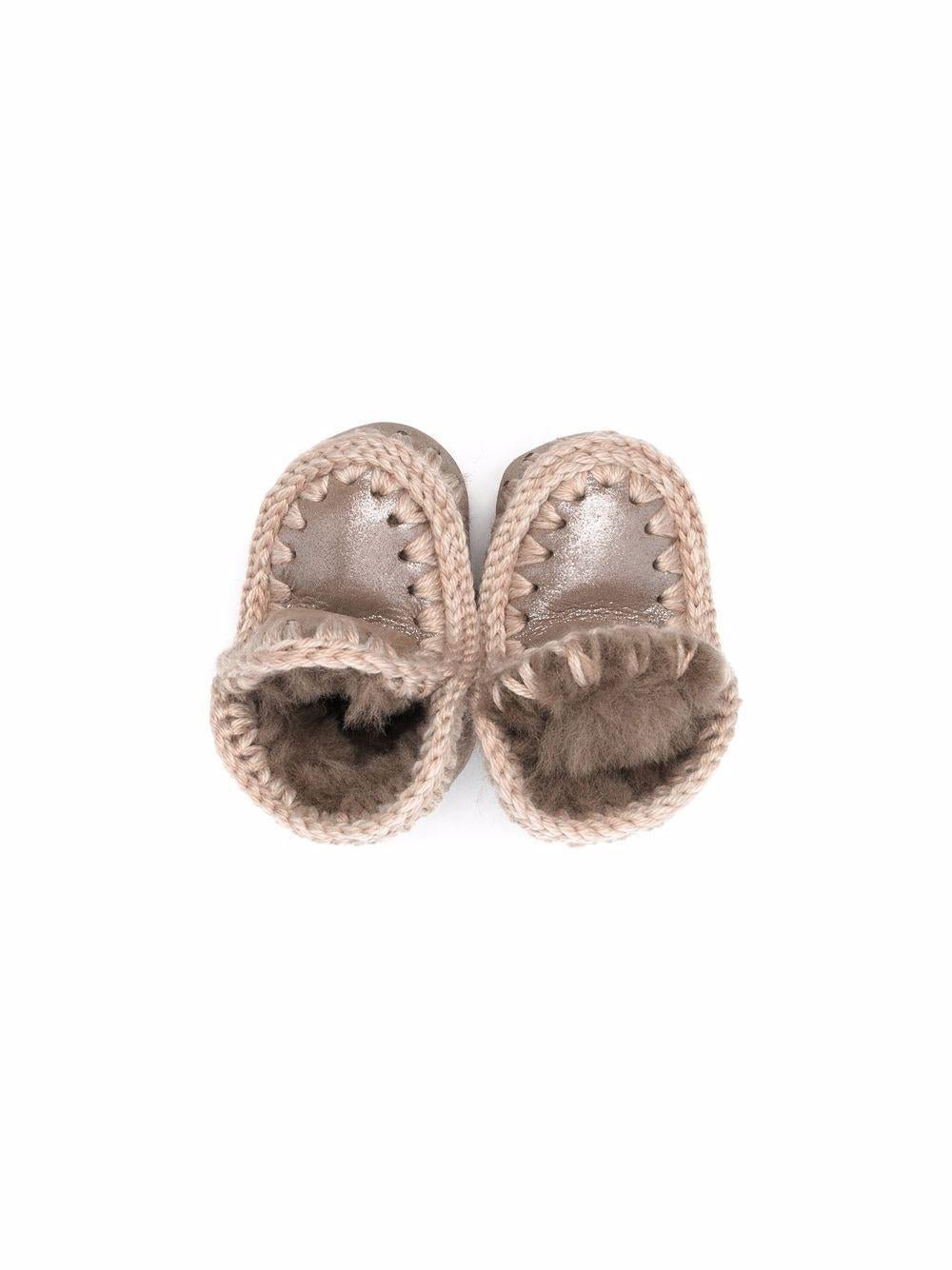 Stivali Eskimo per neonati Mou Kids beige con effetto metallizzato - Rubino Kids
