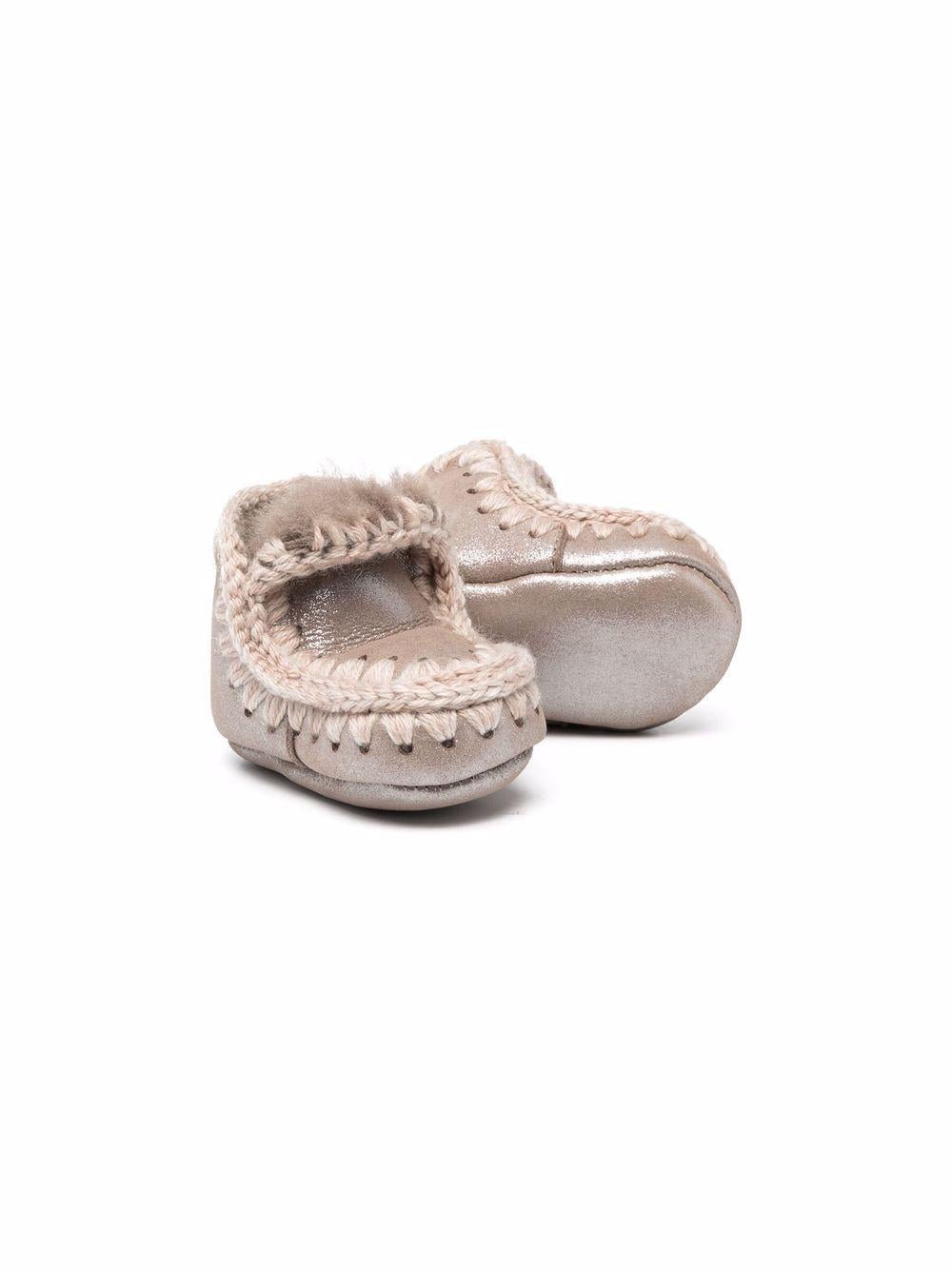 Stivali Eskimo per neonati Mou Kids beige con effetto metallizzato - Rubino Kids