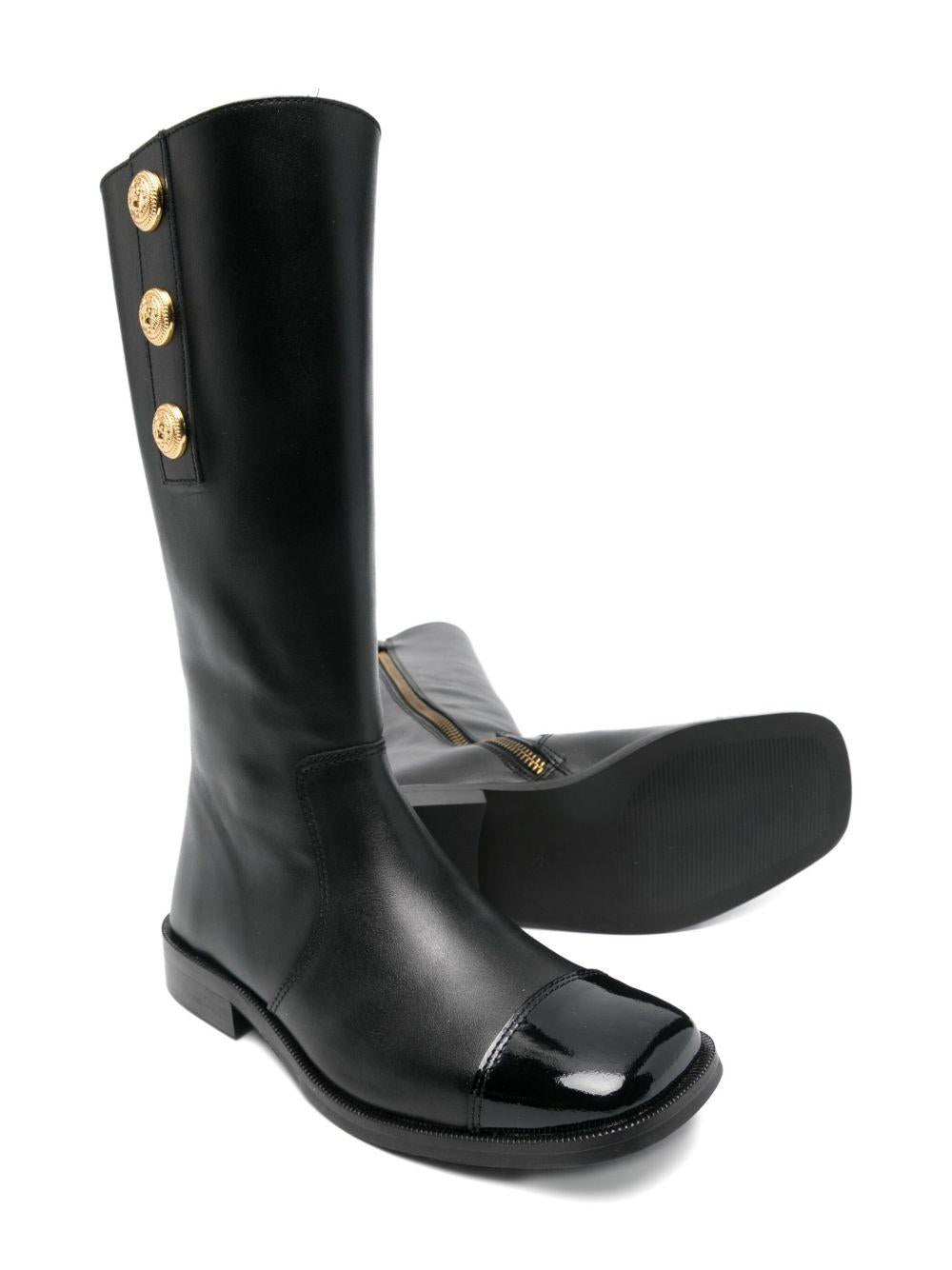 Stivali per bambina Balmain Kids nero con punta lucida - Rubino Kids