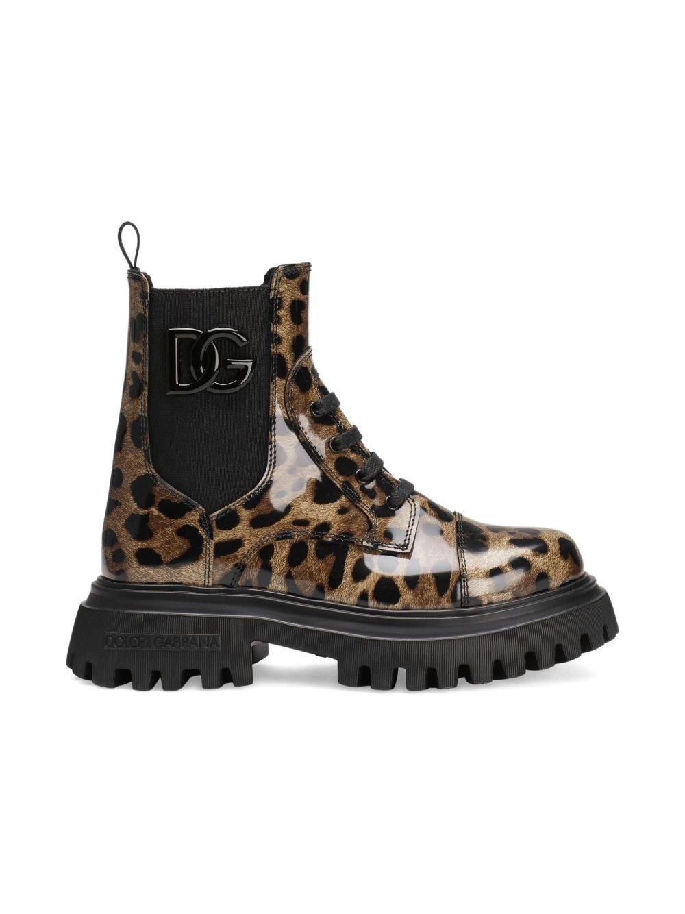 Stivali per bambina Dolce & Gabbana Kids animalier con applicazione - Rubino Kids