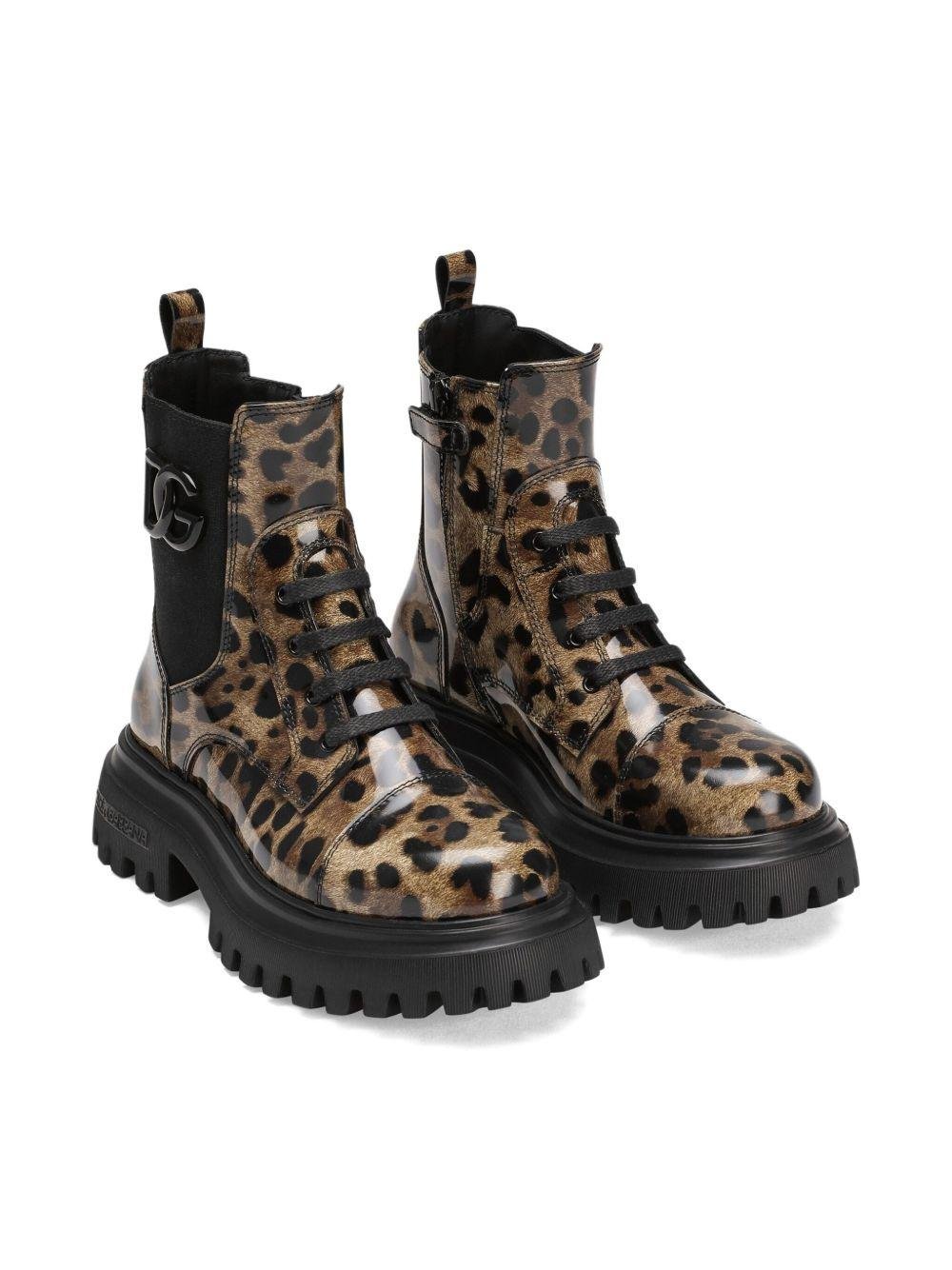 Stivali per bambina Dolce & Gabbana Kids animalier con applicazione - Rubino Kids