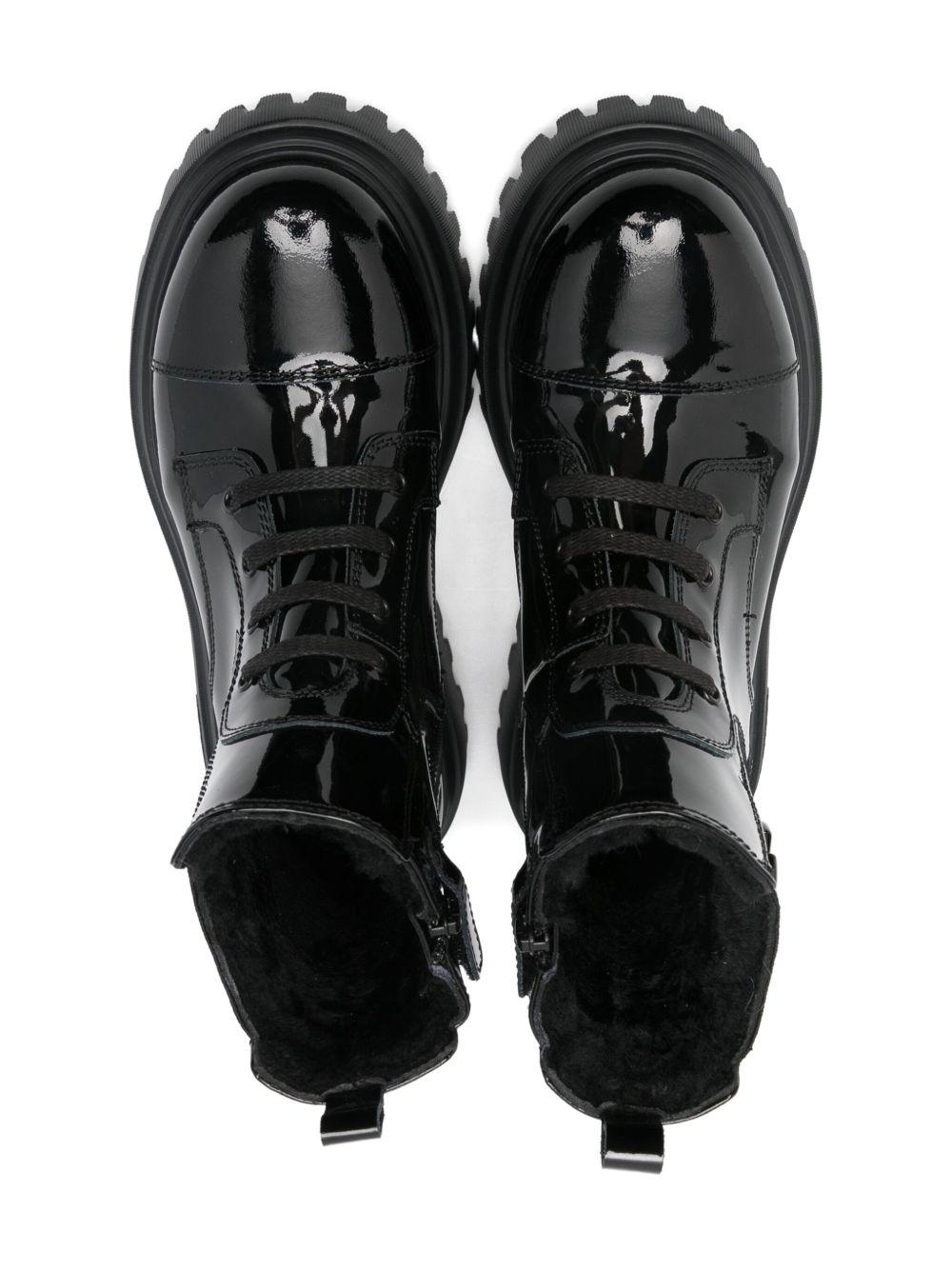 Stivali per bambina Dolce & Gabbana Kids neri con placca con logo - Rubino Kids