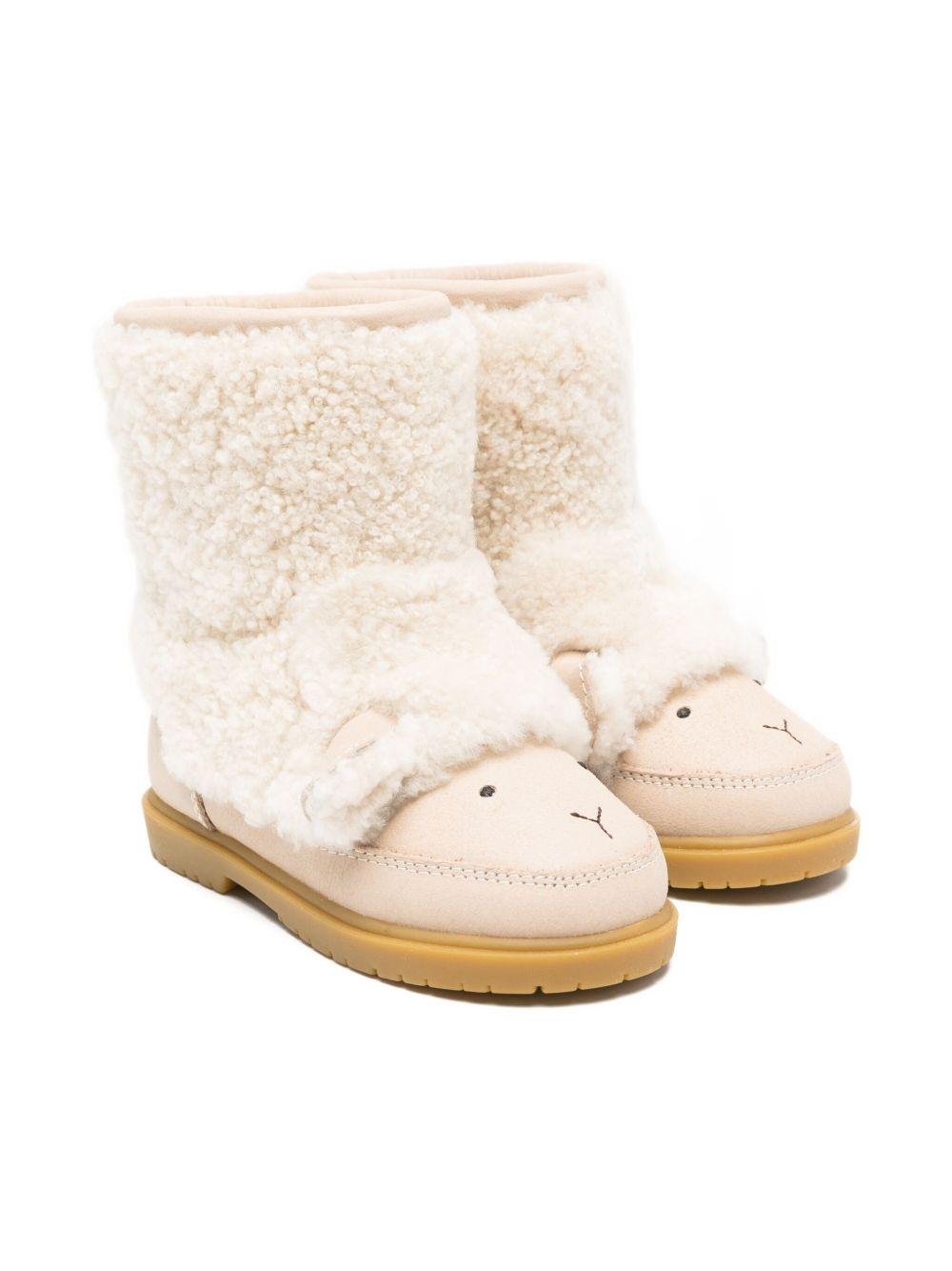 Stivali per bambina Donsje beige con dettagli muso pecora - Rubino Kids
