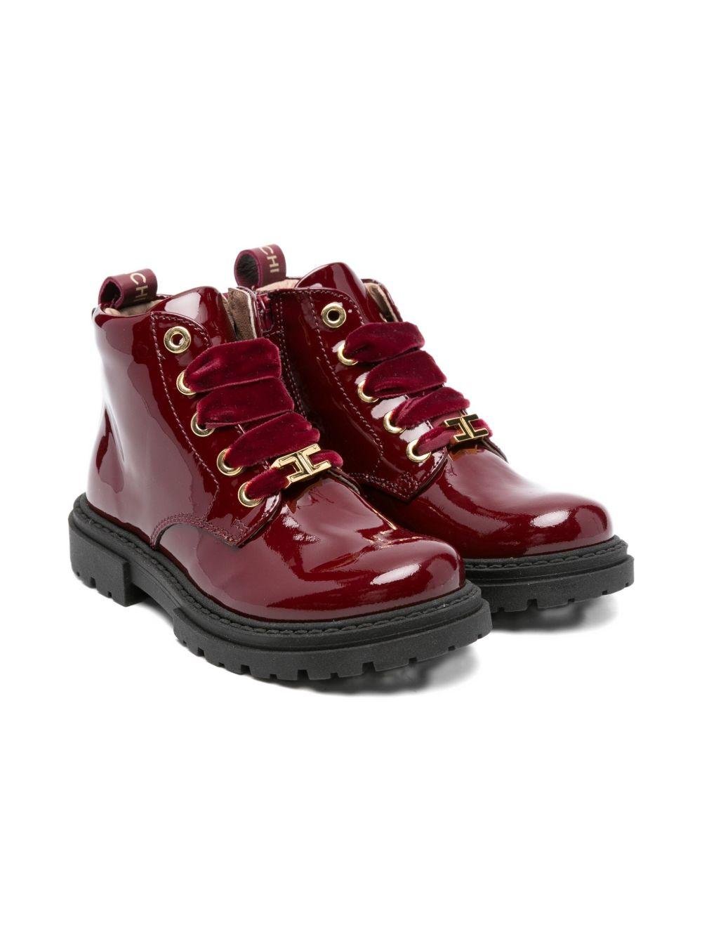 Stivali per bambina Elisabetta Franchi La Mia Bambina rossi con occhielli color oro - Rubino Kids