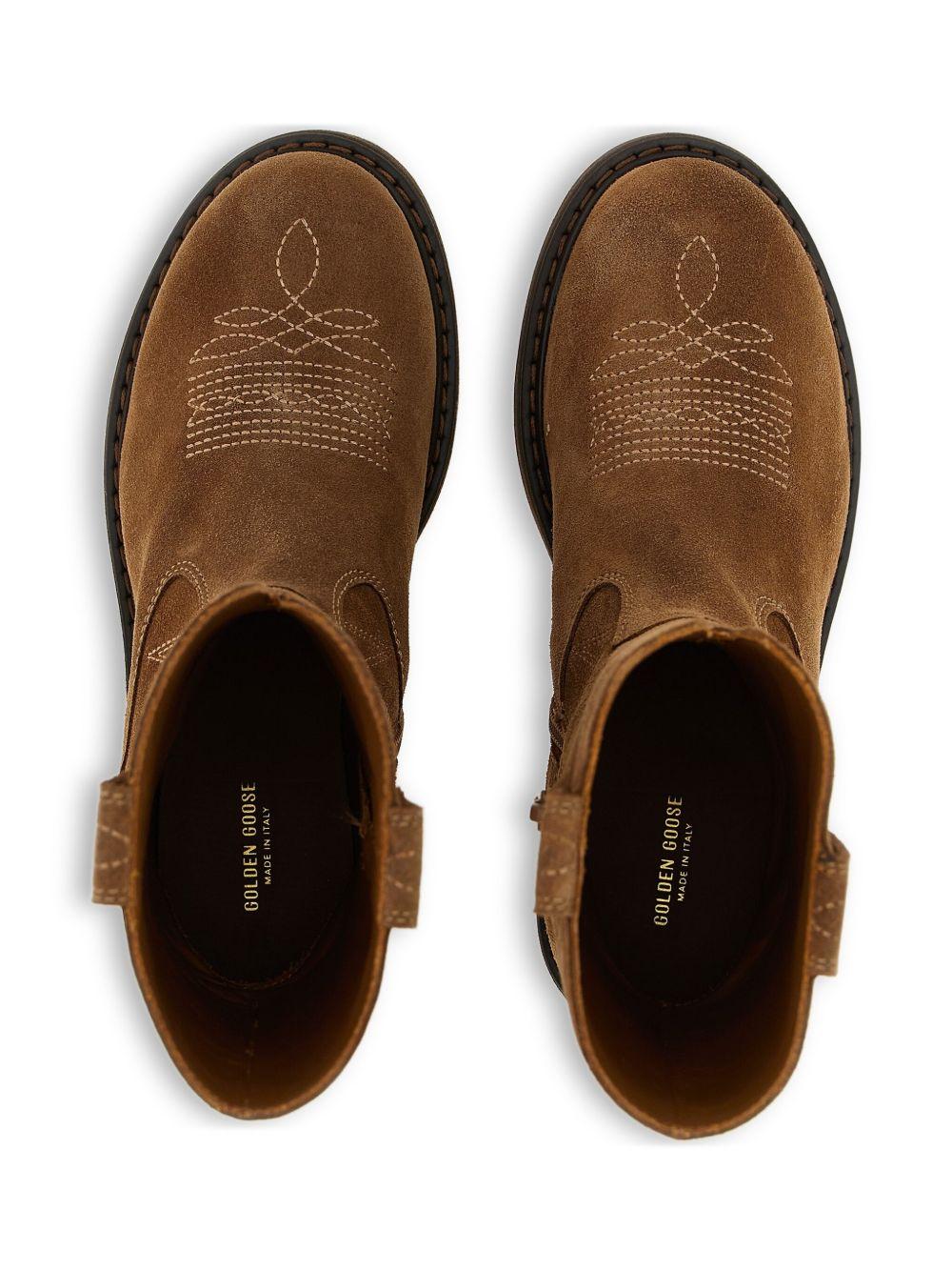 Stivali per bambina Golden Goose Kids marroni con cuciture a contrasto - Rubino Kids