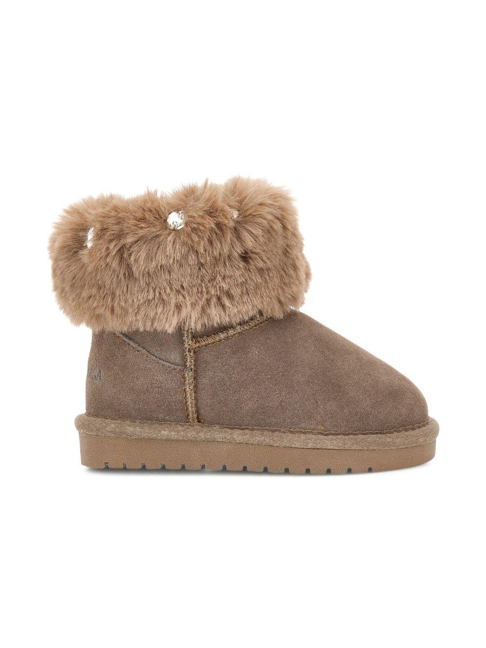Stivali per bambina Monnalisa marroni con design slip - on - Rubino Kids