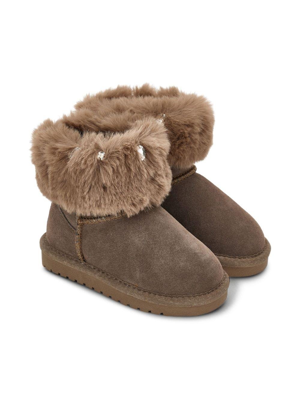 Stivali per bambina Monnalisa marroni con design slip - on - Rubino Kids