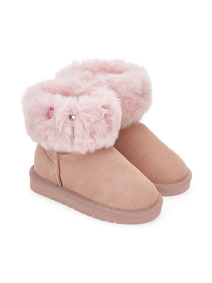 Monnalisa pink round-toe boots for girls