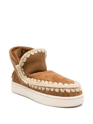 Mou Kids brown boots for girls with woven details