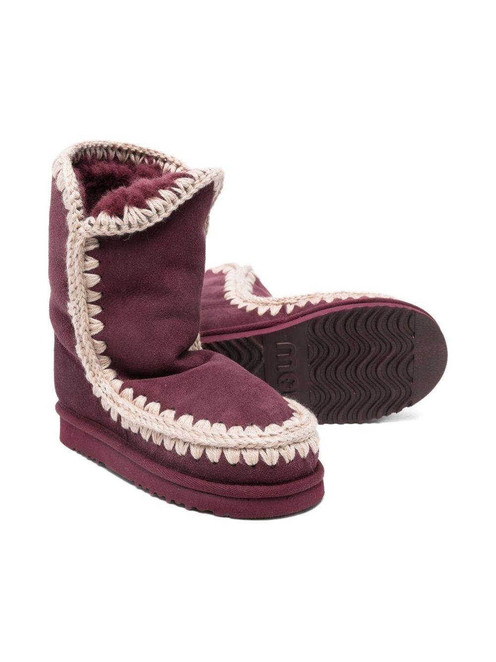 Stivali per bambina Mou Kids rossi con rifiniture all'uncinetto - Rubino Kids