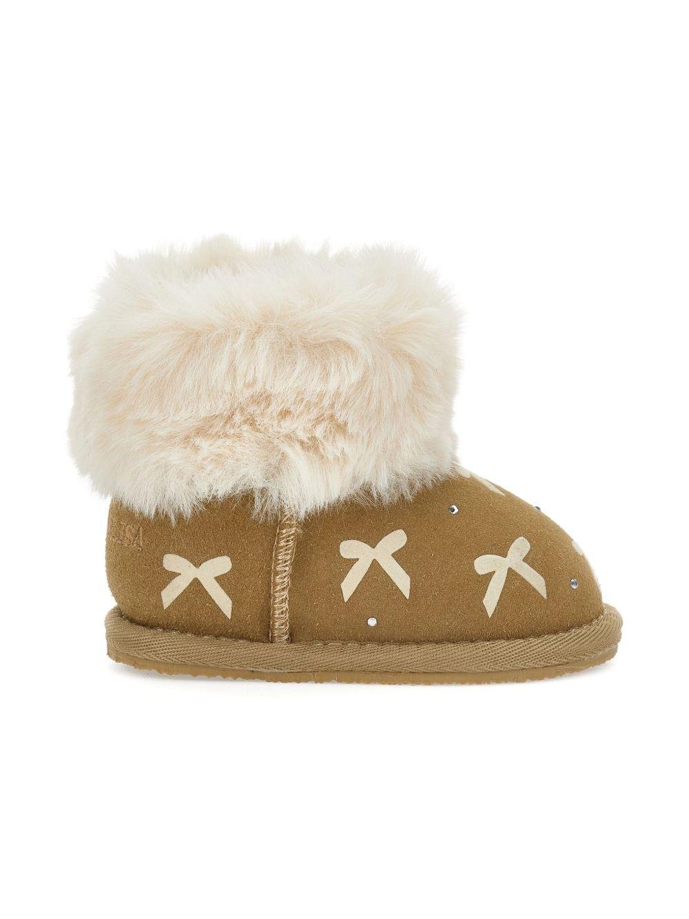 Stivali per neonata Monnalisa marroni con design slip - on - Rubino Kids