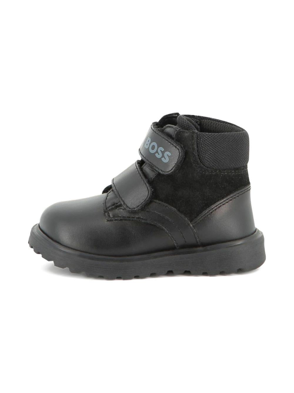 Stivali per neonato Boss Kids neri con chiusura a strappo - Rubino Kids