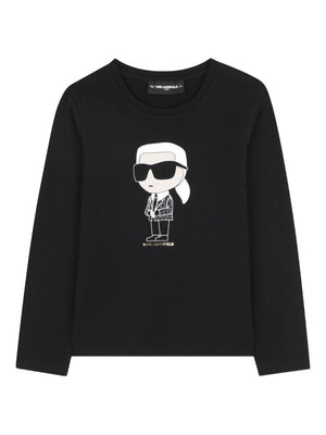 Karl Lagerfeld Kids Black Icon Karl Long Sleeve T-Shirt for Girls