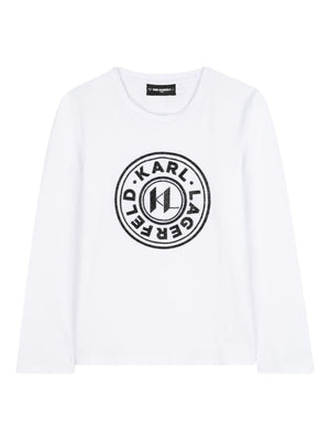 Karl Lagerfeld Kids White Crew Neck Long Sleeve T-Shirt